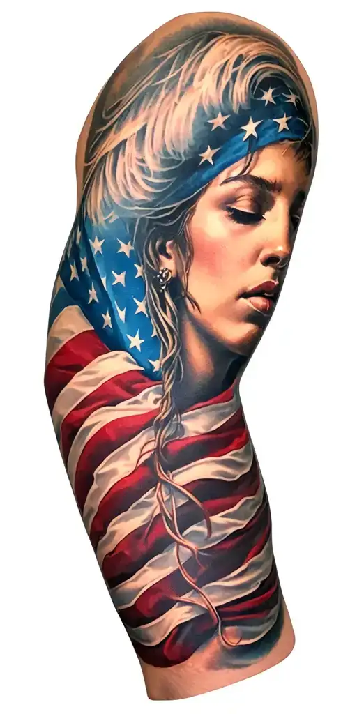 Patriotic Sleeve Tattoo Depicting