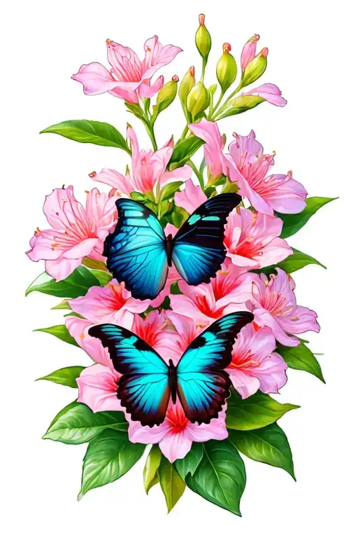 Oleander With Butterfly