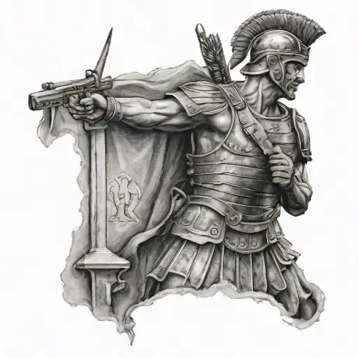 Roman Soldier Standing With Text