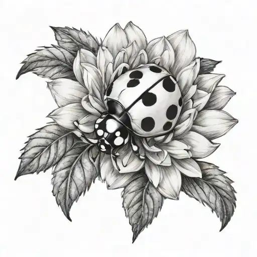 Ladybug On A Dahlia Flower
