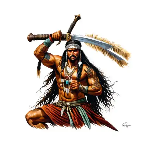 Indian Warrior Wielding A Sword