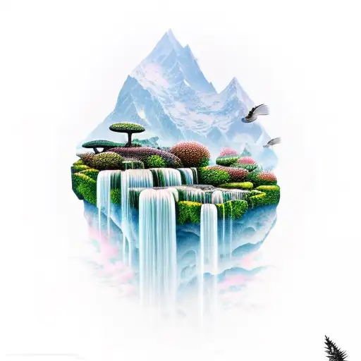 Floating Waterfall With Wildlife