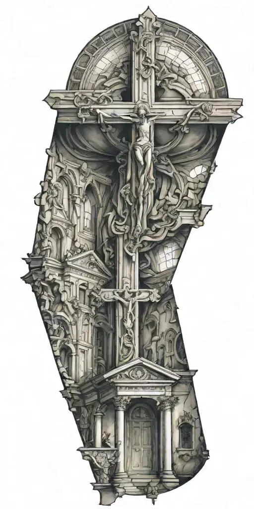 The Inside Of A Catholic Church With An Upside Down Cross