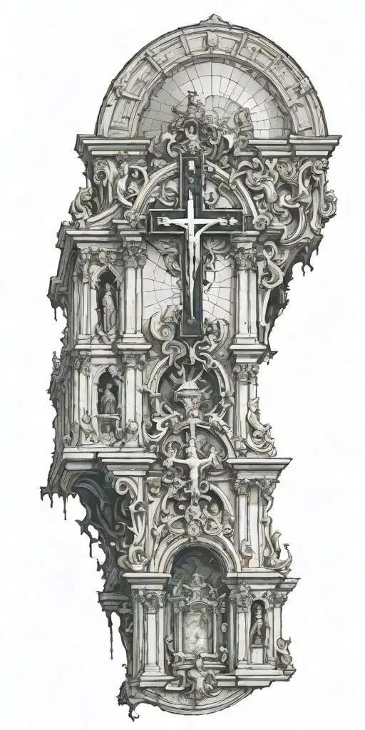 The Inside Of A Catholic Church With An Upside Down Cross Add That It Is Burning Inside