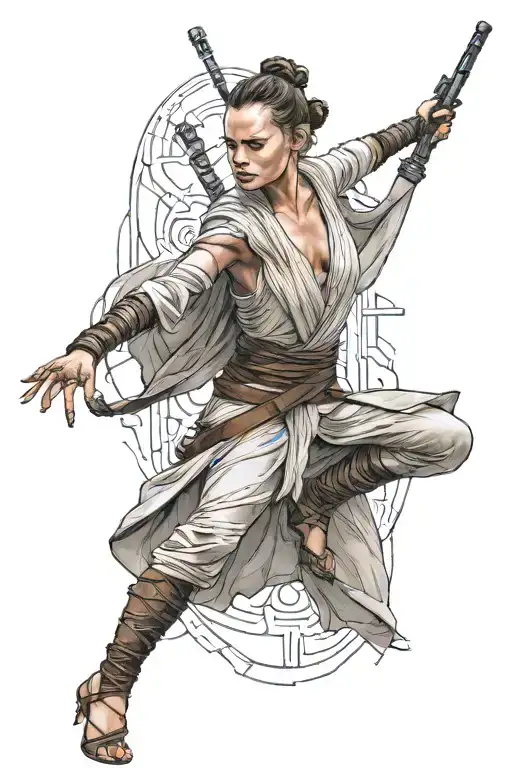 Star Wars Slave Rey Outfit Sheer Clothes Dancing Rebel Symbol In Background