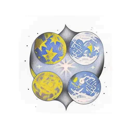 Stars Around Moon And Women