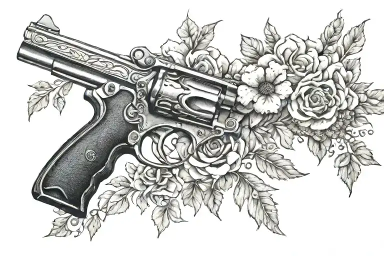 Gun And Flower Lace Design