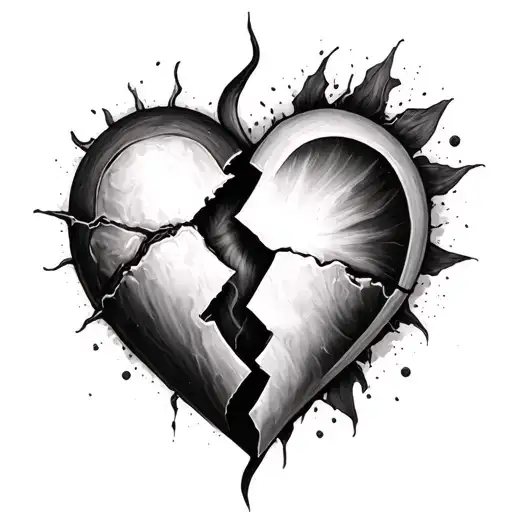 Broken Heart Half Black And Half White