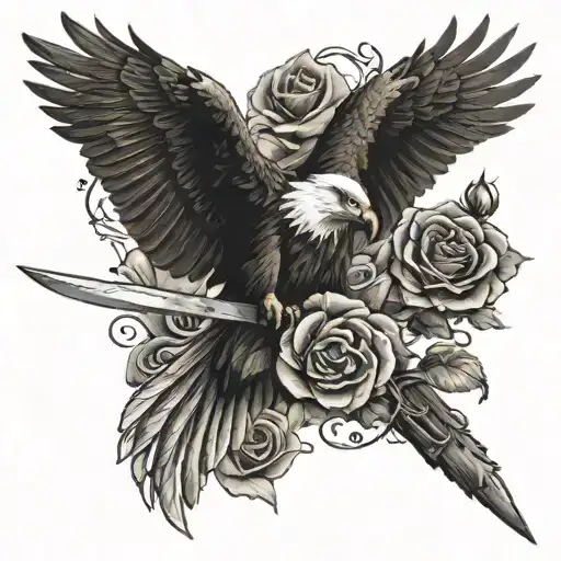 Eagle With Dagger And Rose