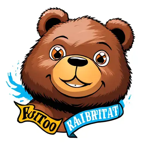 Cartoon Bear With X For Eyes And Smiley Face Surrounded