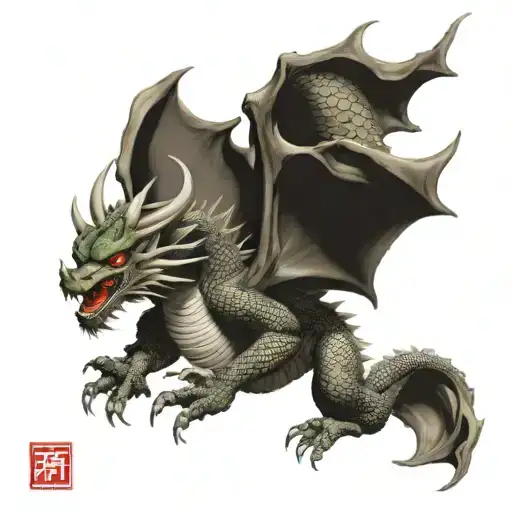 Japanese Tatsu Dragon Flying