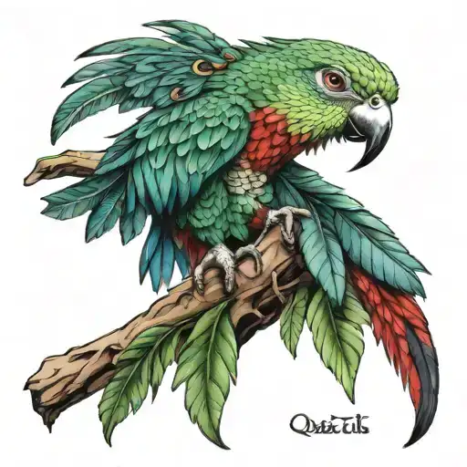Guatemala Quetzal Posing On Mayan