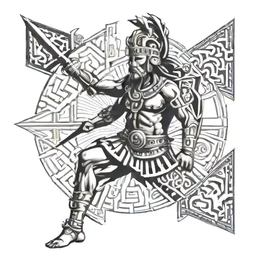 Inca Warrior Runes Of Machu Pichu And Sun God And The