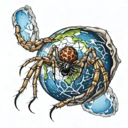Spider Crawling Over Planet Earth Globe