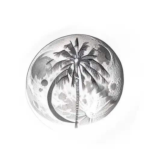 Moon And Palm Tree