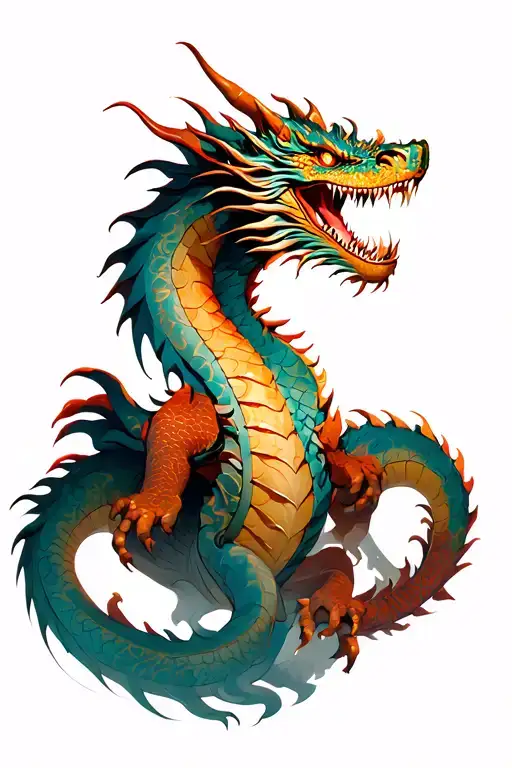 Dragon Tattoo With Large Ogum For Full Body