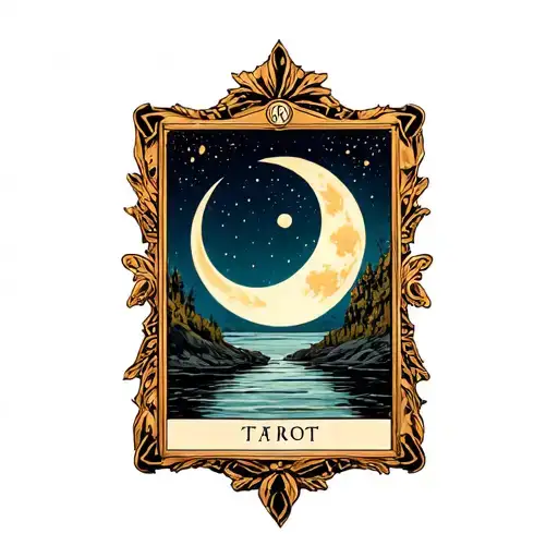 Antique Mirror With Moon Tarot Card Landscape Inside