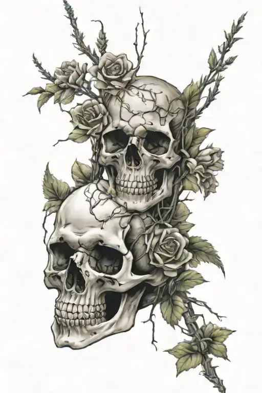 Wildflowers Barbed Wire Mountians Sky Skull