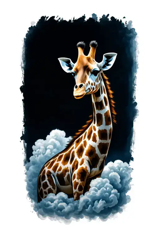 A Tattoo Design Of A Giraffe Made From Clouds Forming The Shape
