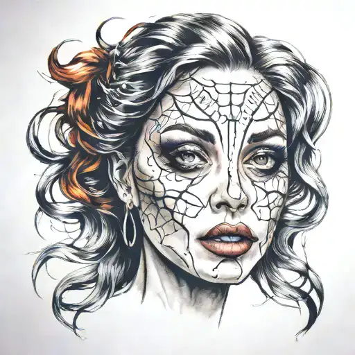 Creepy Women Face Colorful