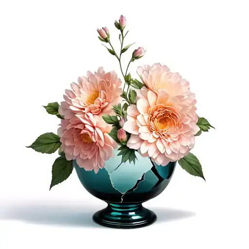 Tall Sleek Broken Flower Vase That Has Been Put Back Together