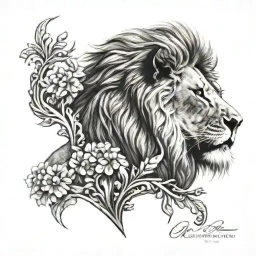 Lion Tattoo With Greek Background