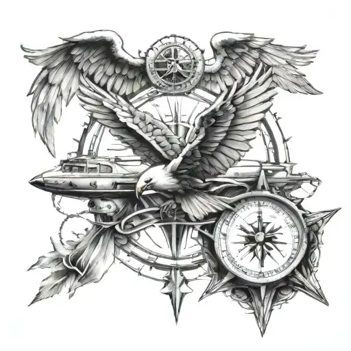 Naval Aviator Wings And Compass Rose