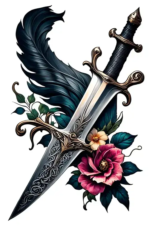 Sword Tattoo With No Flowers