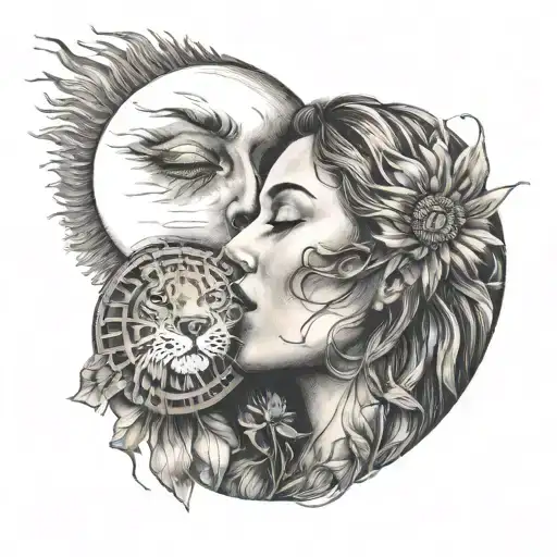 Woman Kissing The Sun