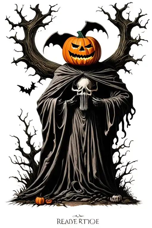 Pumpkin Head Reaper Full Body Grave Yard