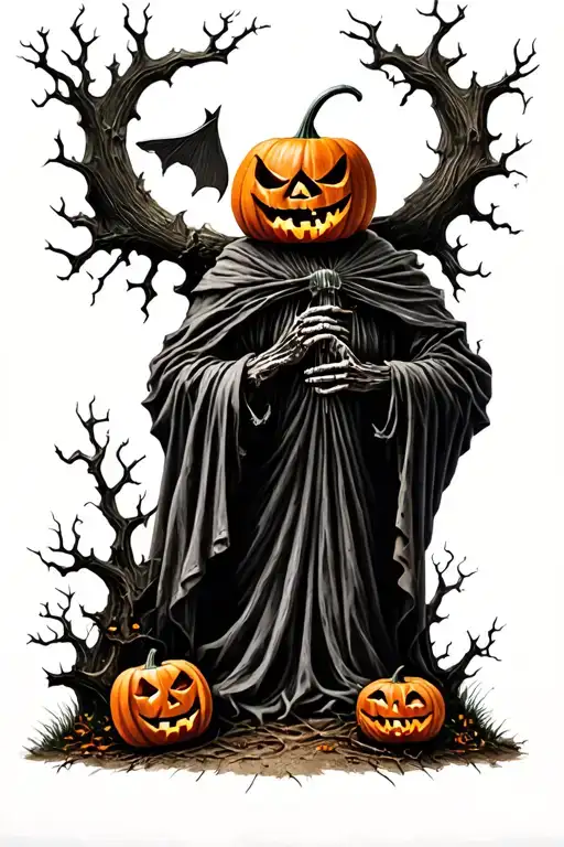 Pumpkin Head Reaper Full Body Grave Yard