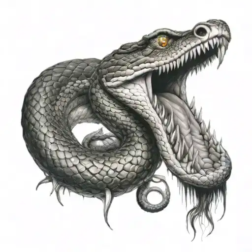 Snake With Fangs Capture By Flying Dove