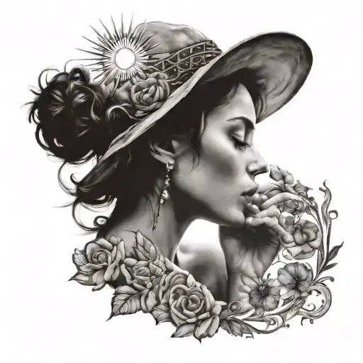 Woman Kissing The Sun