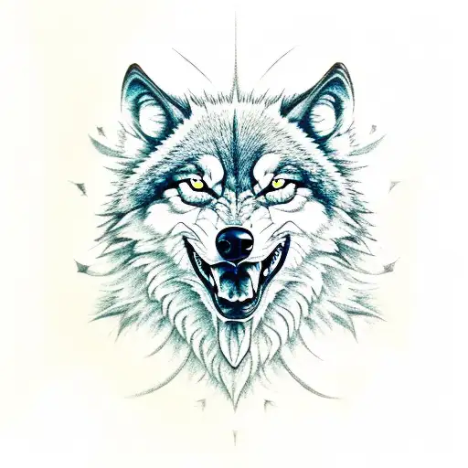 Angry Wolf With Gemetric Design
