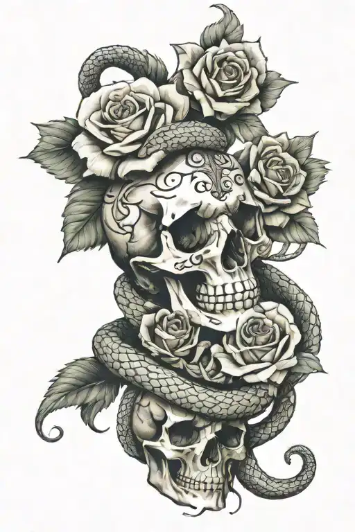 Money With Roses With Snake And Skulls