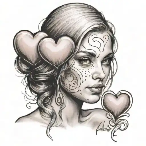 Woman Looking At You And Sending You Love Hearts
