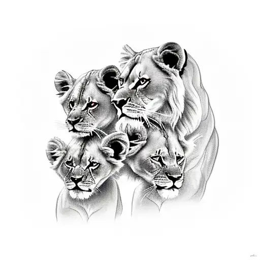 Trio Of Lionesses Talking Care Of A Baby Lion