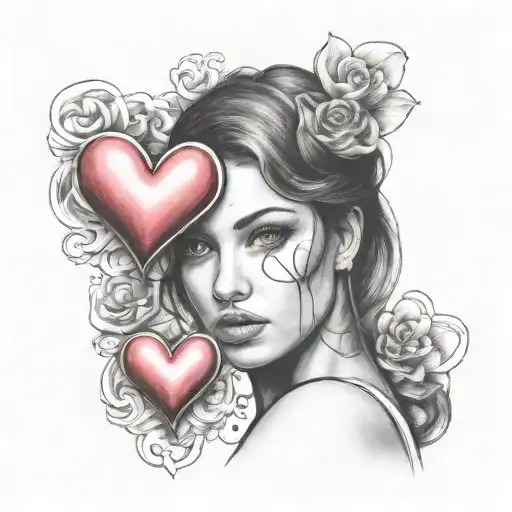 Woman Looking At You And Sending You Love Hearts