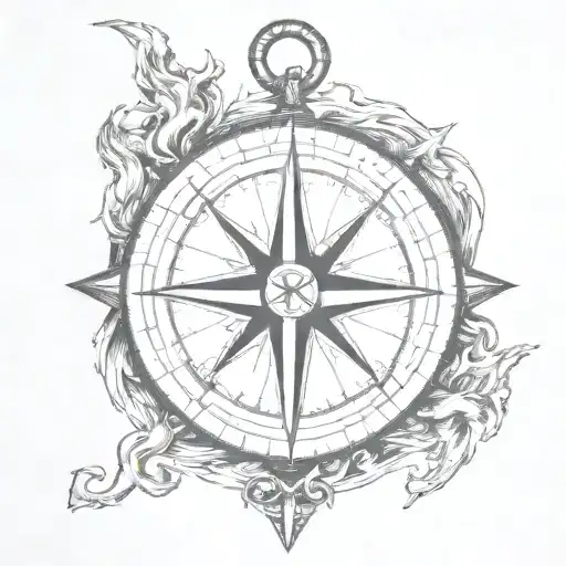 Anchor With Fire On Top And Water On Bottom