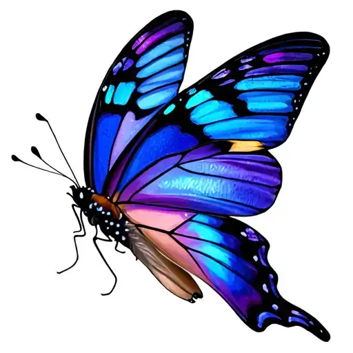 Butterfly With Blue And Purple Beautiful