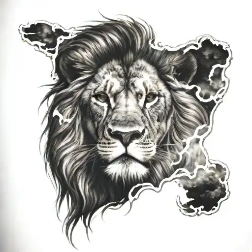 Lion Head Going From Darkness