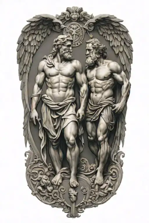 A Tattoo Design Of The Greek God Apollo And Zeus Full Body