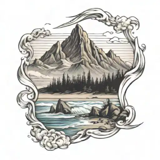 Beach Shore With Mountians