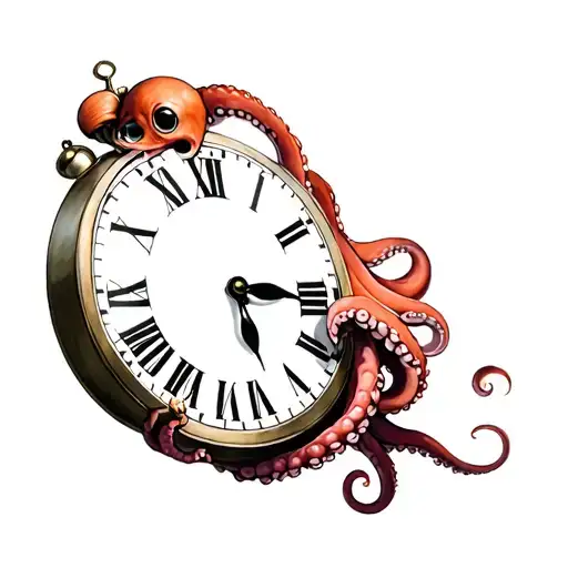 Octopus Holding Clock Face