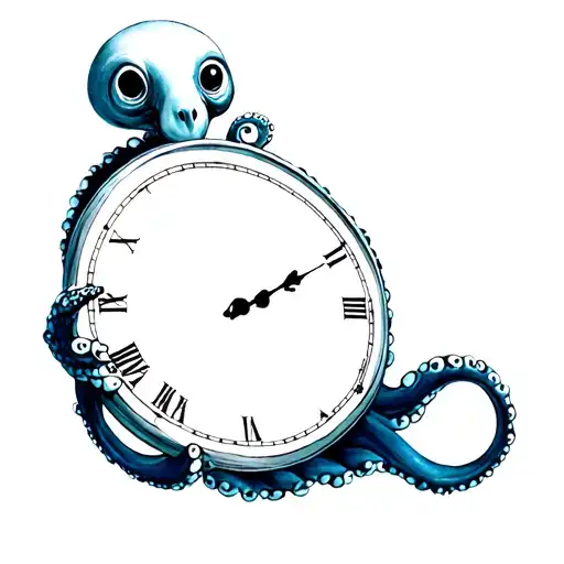 Large Octopus Holding Smaller Clock Face