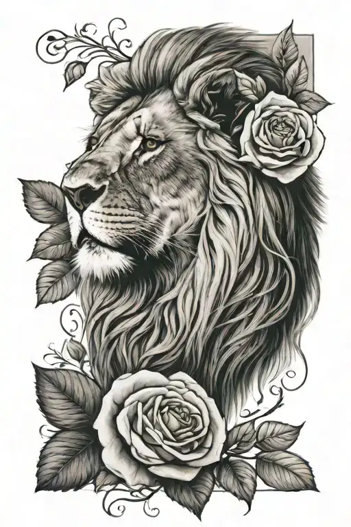 Lion And Roses