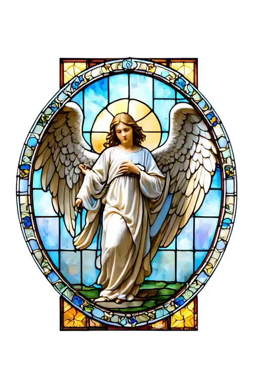 Stained-glass Window Featuring An Angel Looking Down