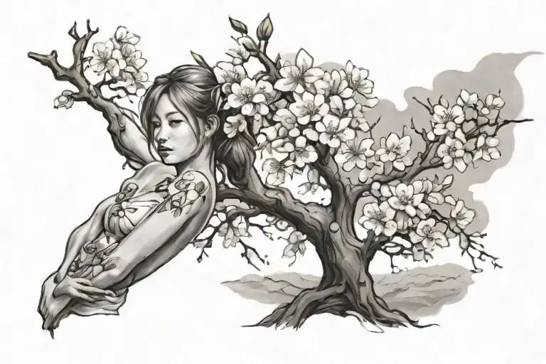 Sakura Tree And Girl