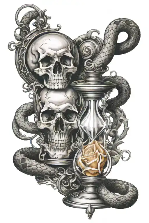 Momento Mori And Snake And Hourglass