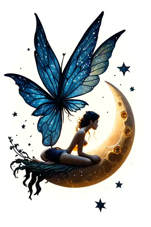 Fairy Sitting On Moon